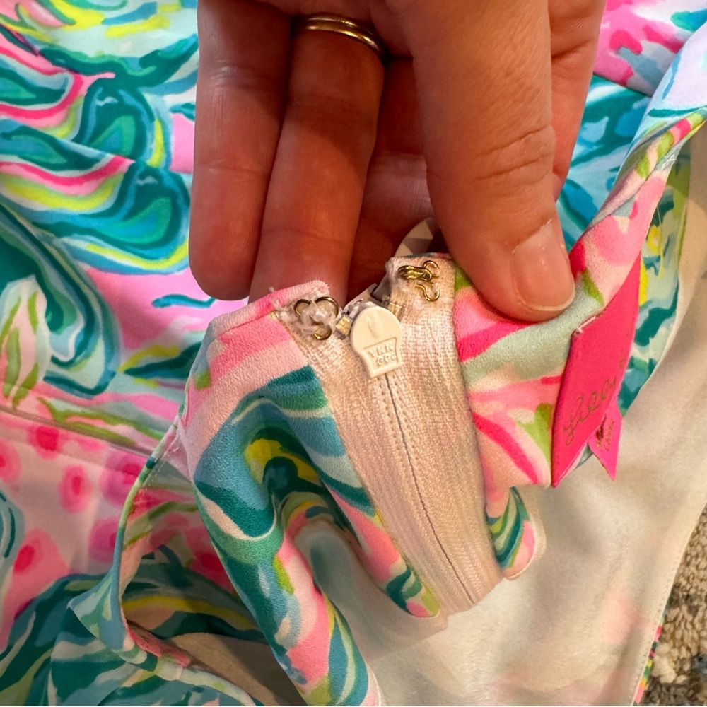 Lilly Pulitzer Green and Pink Puff Sleeve Sundress - Picture 9 of 9